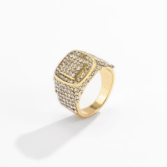 Fashion Encrusted Diamond Hip Hop Style Versatile Ring